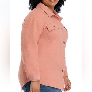 NWT Wonderly Belk Women’s Plus Size Long Sleeve Terry Shacket Dull Rose Size 1X